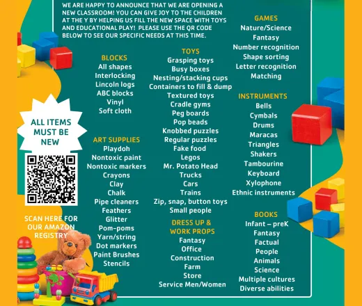 butler child care wish list